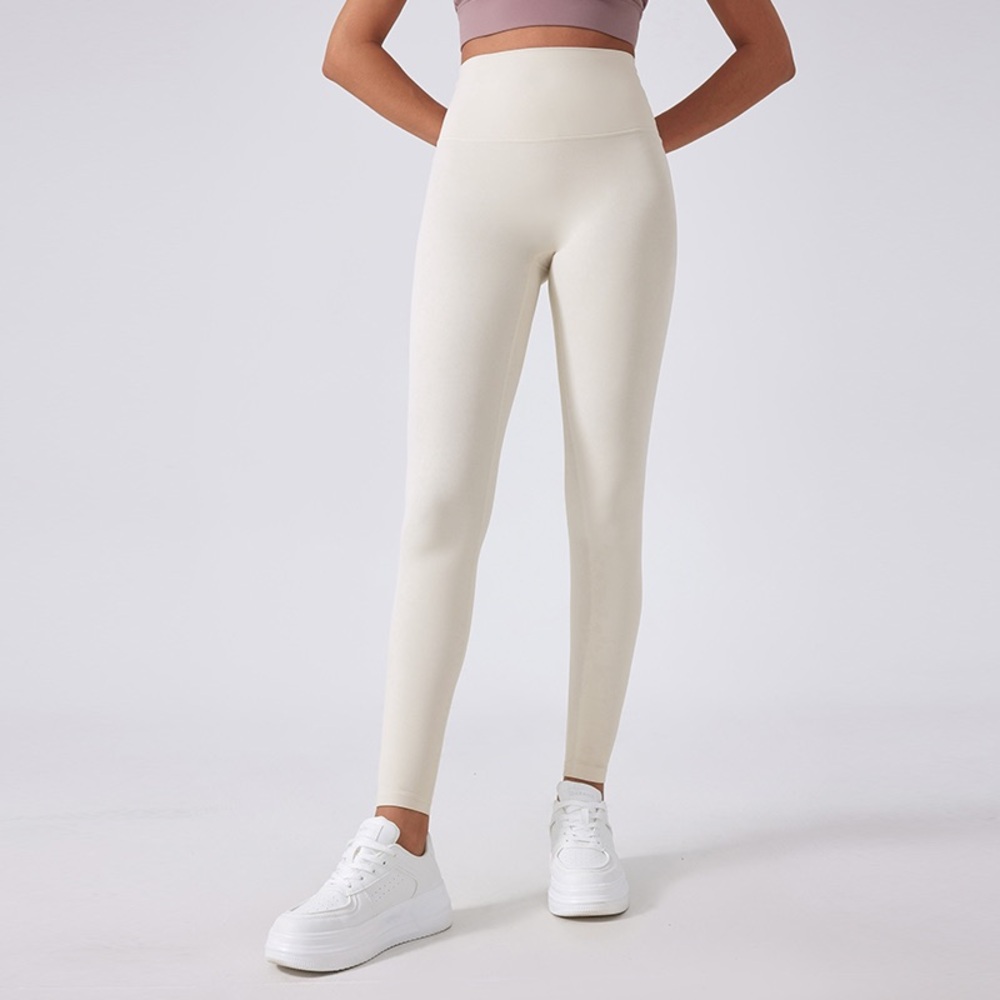 Women's Cream High-Waisted Leggings